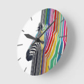 Farbenfrohe, lebhafte Streifen Zebramalerei Runde Wanduhr (Winkel)