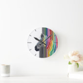 Farbenfrohe, lebhafte Streifen Zebramalerei Runde Wanduhr (Zuhause)