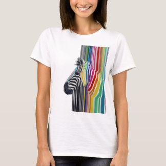 Farbenfrohe, lebhafte Streifen Zebramalerei T-Shirt