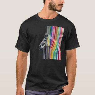 Farbenfrohe, lebhafte Streifen Zebramalerei T-Shirt
