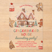 Farbenfrohe Lebkuchen Haus Dekorieren Party Acryleinladungen (Vorderseite)
