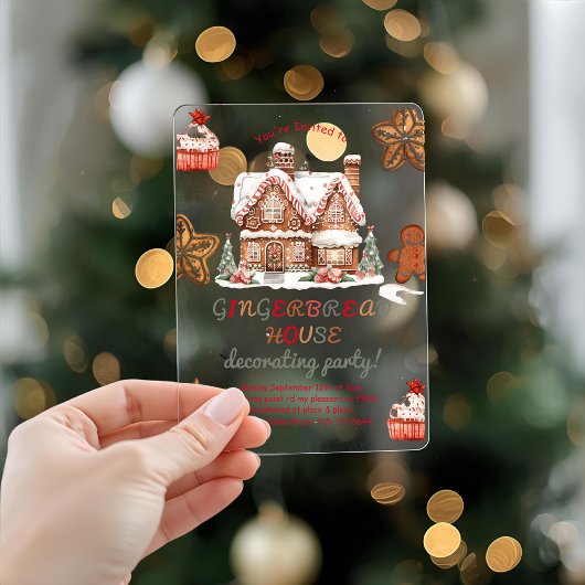 Farbenfrohe Lebkuchen Haus Dekorieren Party Acryleinladungen