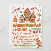 Farbenfrohe Lebkuchen Haus Dekorieren Party Einladung (Vorderseite)