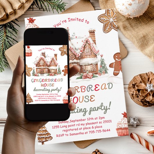 Farbenfrohe Lebkuchen Haus Dekorieren Party Einladung