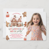 Farbenfrohe Lebkuchen Haus Geburtstag Foto Einladung (Vorderseite)