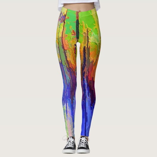 Farbenfrohe Leggings mit abstraktem Design (Vorderseite)