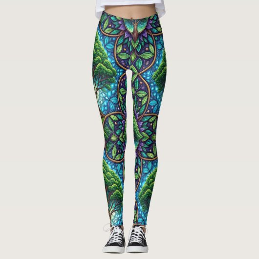 Farbenfrohe Leggings mit einem lebendigen, natürli (Vorderseite)