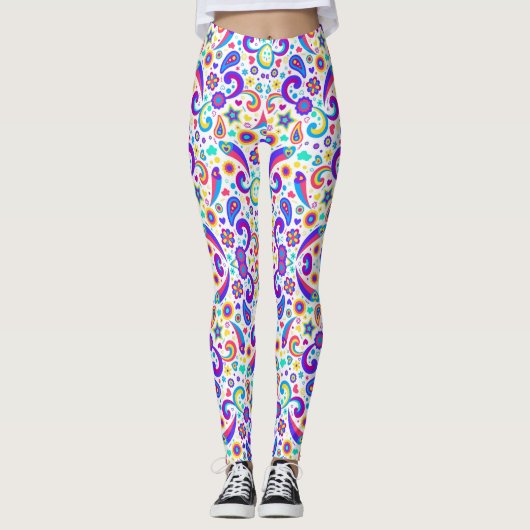 Farbenfrohe Leggings mit einem lebendigen Paisleym (Vorderseite)