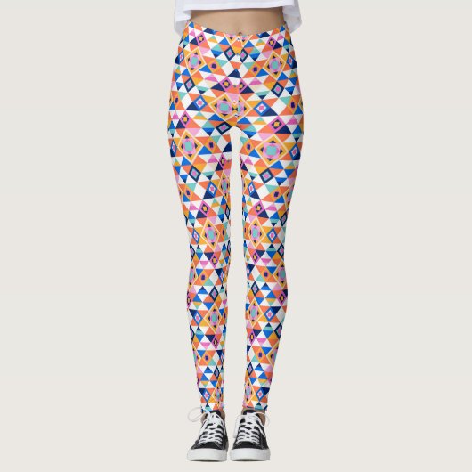 Farbenfrohe Leggings mit geometrischem Muster mit  (Vorderseite)