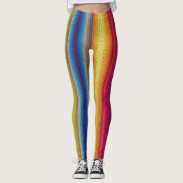 Farbenfrohe Leggings mit gerinntem Regenbogen