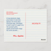 Farbenfrohe Lehrer Apple Back to School Postcard Postkarte (Rückseite)