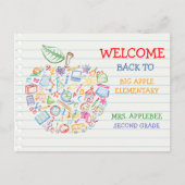 Farbenfrohe Lehrer Apple Back to School Postcard Postkarte (Vorderseite)