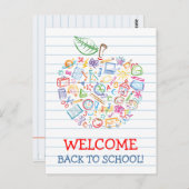 Farbenfrohe Lehrer Apple Back to School Postcard Postkarte (Vorne/Hinten)