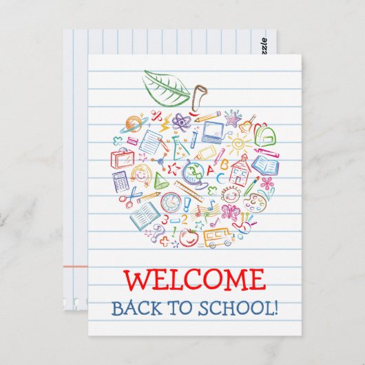 Farbenfrohe Lehrer Apple Back to School Postcard Postkarte (Vorne/Hinten)