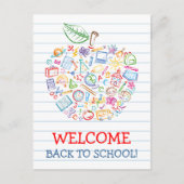 Farbenfrohe Lehrer Apple Back to School Postcard Postkarte (Vorderseite)