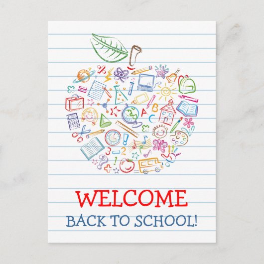 Farbenfrohe Lehrer Apple Back to School Postcard Postkarte (Vorderseite)