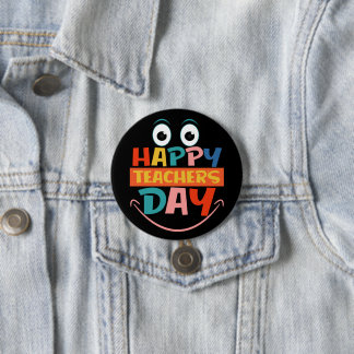 Farbenfrohe Lehrer Tag Funny Face Pinback Button