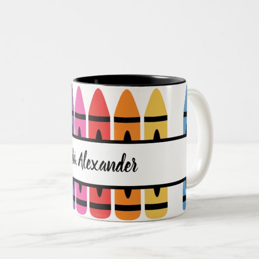Farbenfrohe Lehrer Wertschätzung Crayon Monogram Zweifarbige Tasse (VorderseiteRechts)