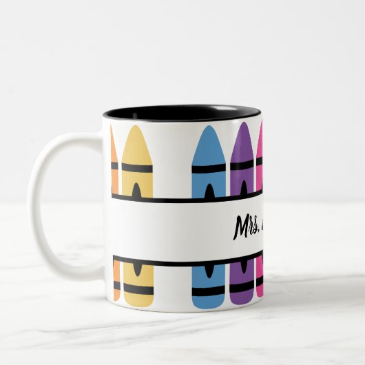 Farbenfrohe Lehrer Wertschätzung Crayon Monogram Zweifarbige Tasse (Links)