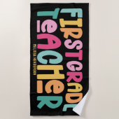 Farbenfrohe Lehrerin der ersten Klasse Strandtuch (Vorderseite)