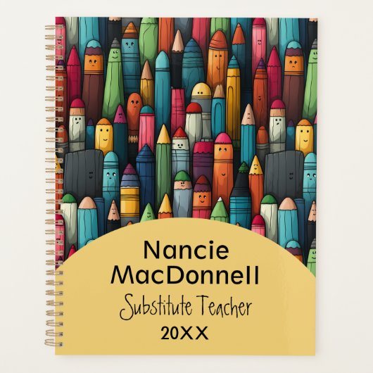 Farbenfrohe Lehrerin Nachhilfe Cartoon Pen Muster Planer (Vorderseite)