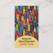 Farbenfrohe Lehrerin Nachhilfe Crayon Muster Visitenkarte (Vorderseite)