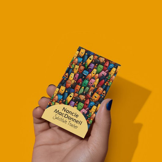 Farbenfrohe Lehrerin Nachhilfe Muster QR Code Visitenkarte