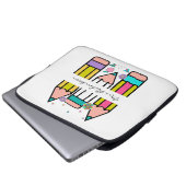 Farbenfrohe Lehrerin Name Bleistift-Cartoon Laptopschutzhülle (Vorne Knopf)