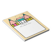 Farbenfrohe Lehrerin Name Bleistift-Cartoon Notizblock (angewinkelt)