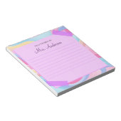 Farbenfrohe Lehrerin Name Rainbow Pastel Waves Notizblock (angewinkelt)