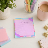 Farbenfrohe Lehrerin Name Rainbow Pastel Waves Notizblock