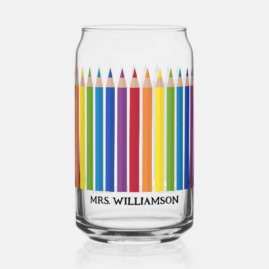 Farbenfrohe Lehrerin Stift Dosenglas (Vorderseite)