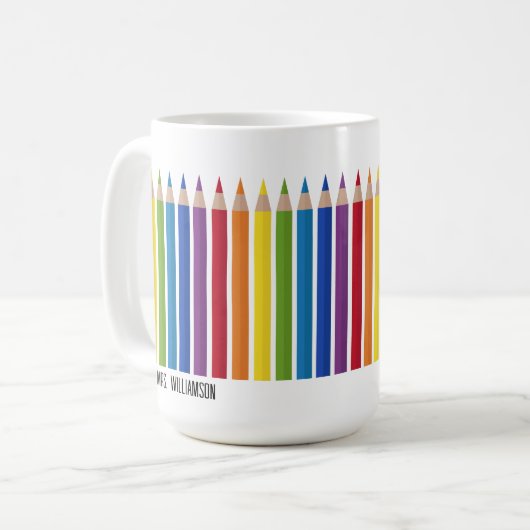 Farbenfrohe Lehrerin Stift Kaffeetasse (Vorderseite Links)