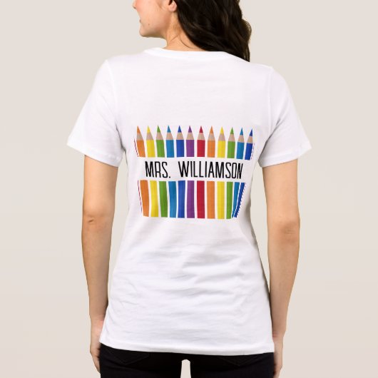 Farbenfrohe Lehrerin Stift Tri-Blend Shirt (Rückseite)