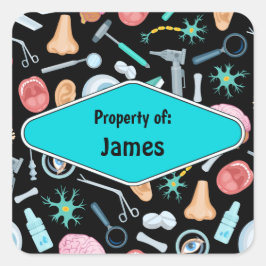 Farbenfrohe Lehrerkultur Labrador Muster Personali Quadratischer Aufkleber