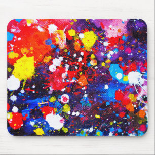 Farbenfrohe Leinwand Paint Spritzer Mousepad