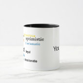 Farbenfrohe Leo-Eigenschaften Zodiac-Zeichen Perso Tasse (Zentrum)