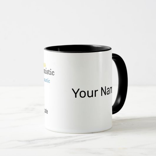 Farbenfrohe Leo-Eigenschaften Zodiac-Zeichen Perso Tasse (VorderseiteRechts)