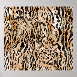 Farbenfrohe Leopard Meter Textile Muster Poster