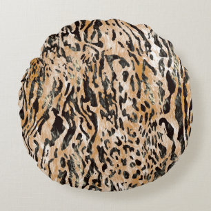 Farbenfrohe Leopard Meter Textile Muster Rundes Kissen