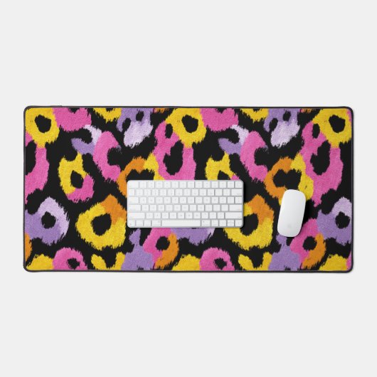 Farbenfrohe Leopard Muster y2k Retro Chic Ästhetik Schreibtischunterlage (Tastatur & Maus)