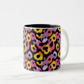 Farbenfrohe Leopard Tierdruckleder Retro-Leinwand  Zweifarbige Tasse (VorderseiteRechts)