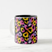 Farbenfrohe Leopard Tierdruckleder Retro-Leinwand Zweifarbige Tasse (Vorderseite Links)