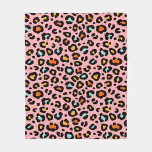 Farbenfrohe Leopard: Vintages Muster zeichnen Fleecedecke
