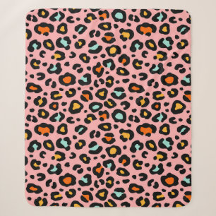 Farbenfrohe Leopard: Vintages Muster zeichnen Sherpadecke