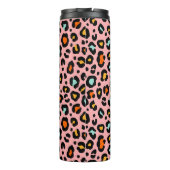 Farbenfrohe Leopard: Vintages Muster zeichnen Thermosbecher (Rückseite)