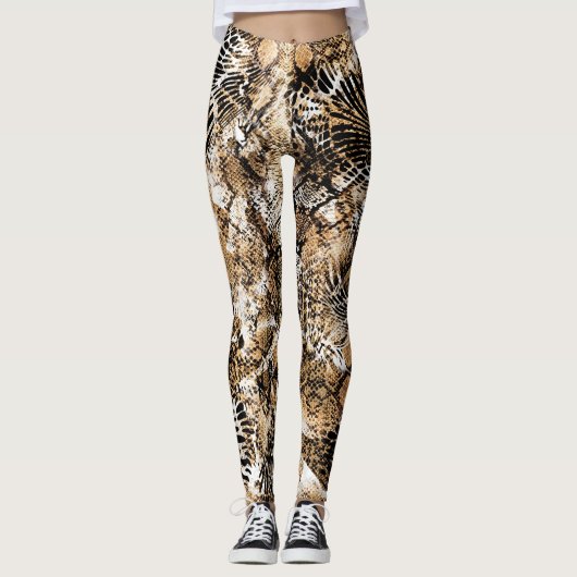 Farbenfrohe Leopard Zebra Camouflage Muster Leggings (Vorderseite)