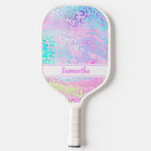 Farbenfrohe Leopardendrucke Personalisiert Pickleball Schläger (Rückseite)