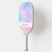 Farbenfrohe Leopardendrucke Personalisiert Pickleball Schläger (Links)