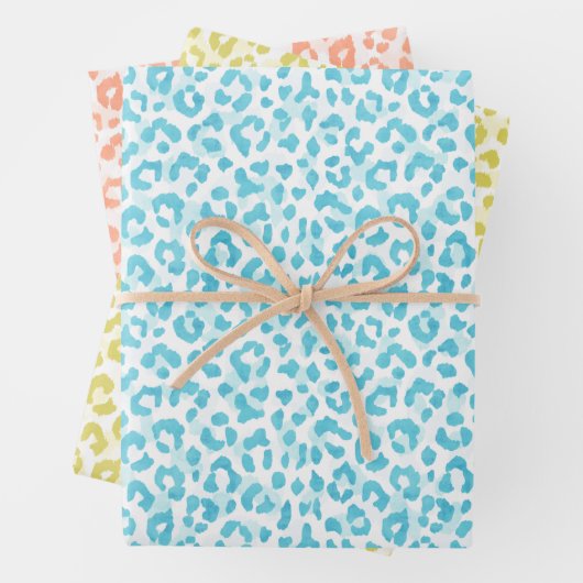 Farbenfrohe Leopardenverpackung Geschenkpapier Set (Beispiel)